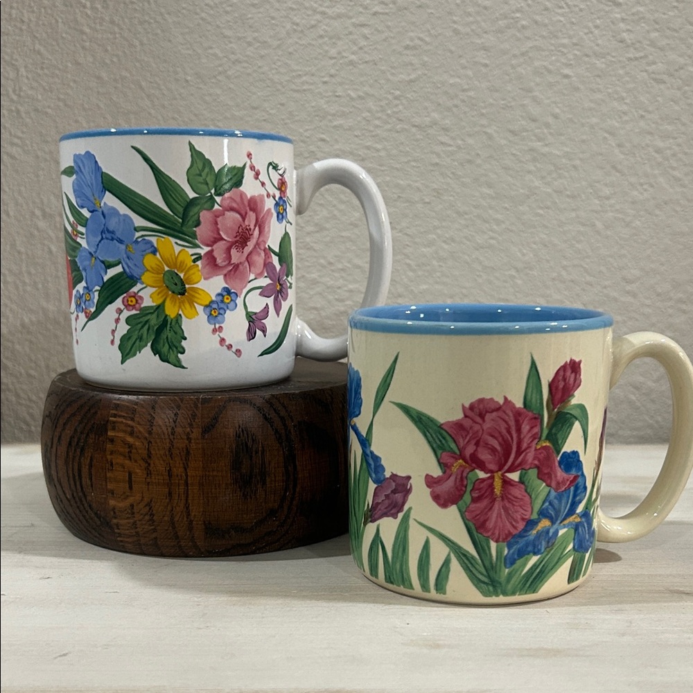 Jane Bowen by Flowers Inc. Balloons  Vintage 1991 Floral Mugs